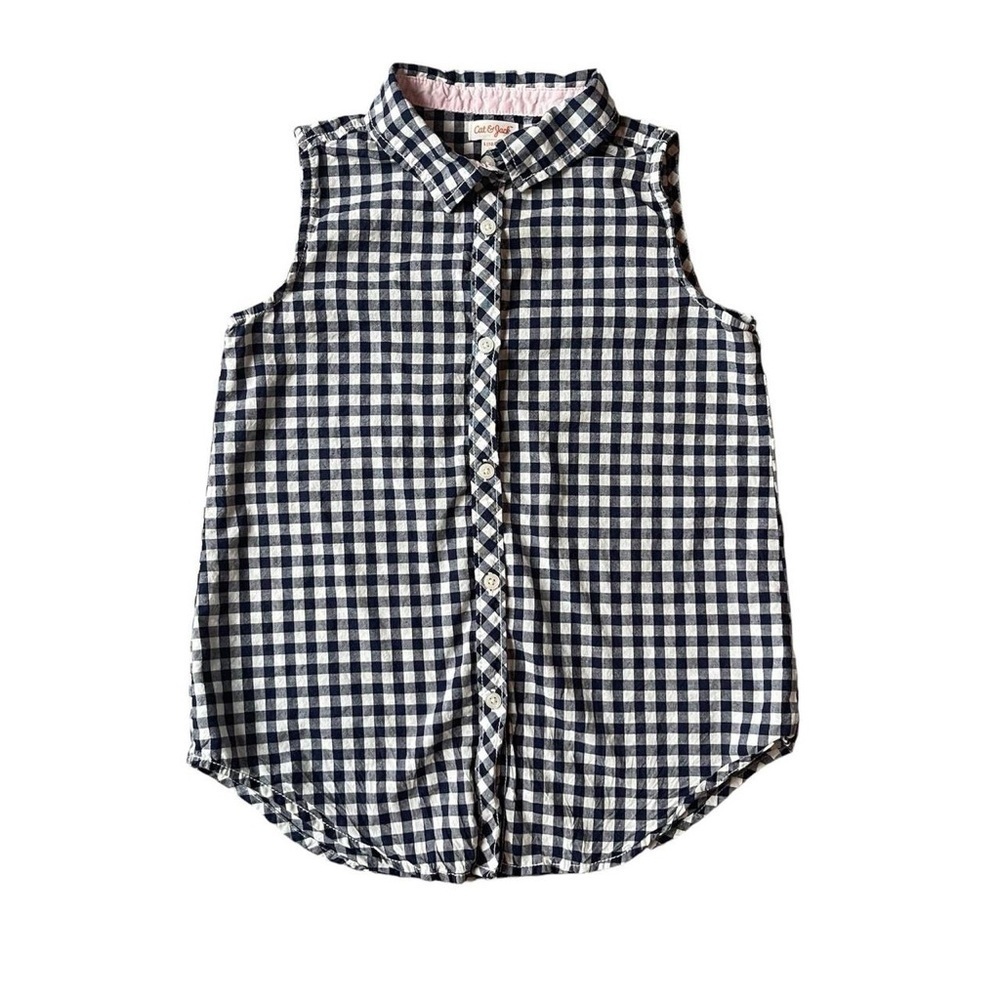Cat & Jack Black and White Checkered Sleeveless Shirt
